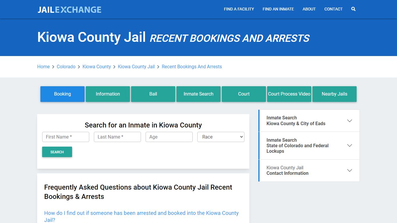 Kiowa County Jail CO Recent Arrests and Bookings - Jail Exchange