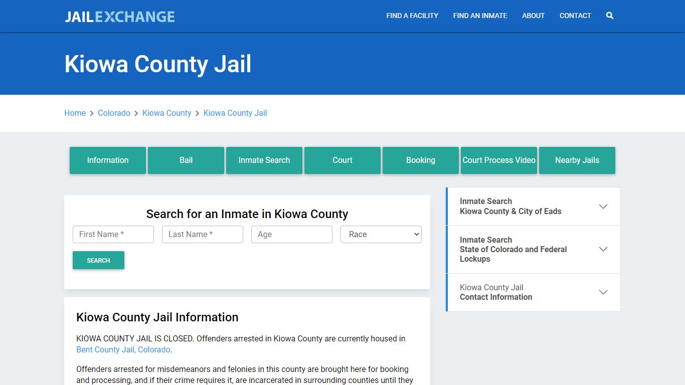 Kiowa County Jail Roster Lookup, CO, Inmate Search